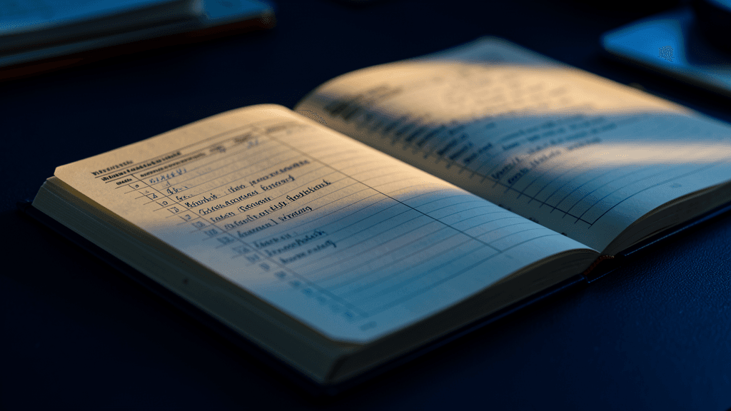 Buku register administrasi sekolah dengan cahaya cobalt